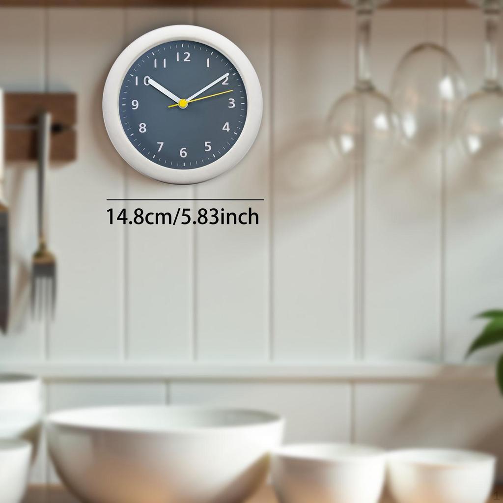 Bathroom Clock Minimalist with Suction Cup Wall Silent for Household Restroom Living Room