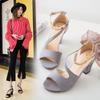 Summer Women Sandals With Velvet Material And Block Heel For Casual Wear