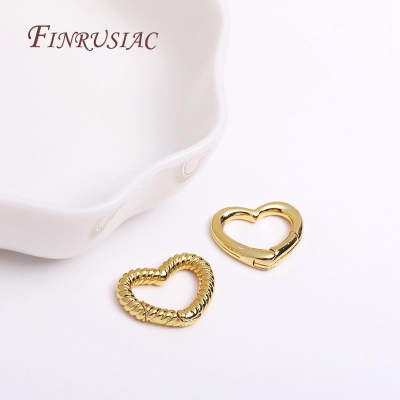 18K Gold Plated Oval/Heart Carabiner Spring Clasps Push In Gate Lock Jewelry Clasp For DIY Handmade Jewelry Making Accessories