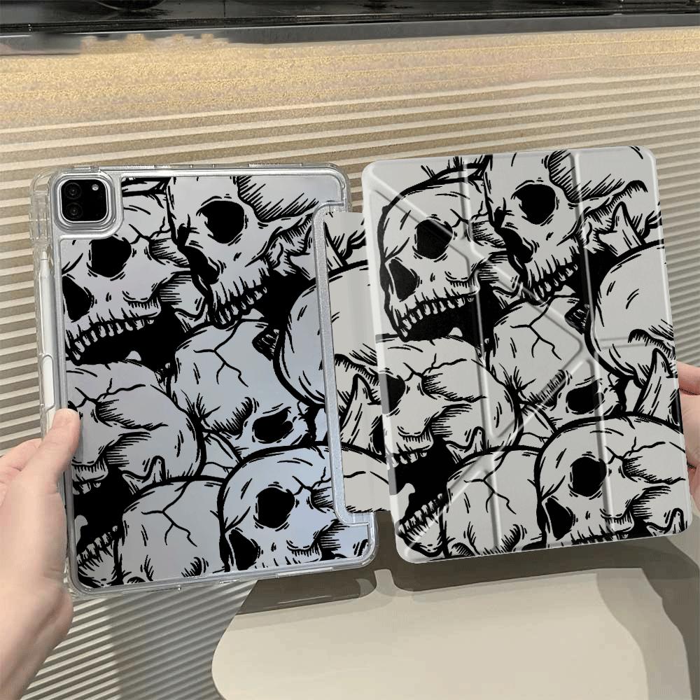 Creative Skull Y-Fold Holder Cover Tablet Case For iPad Mini 6 7 Air 4 5 M3 M2 1 2 M4 11inch Pro 2025 Pro 11th 10th 9th 8th 7th