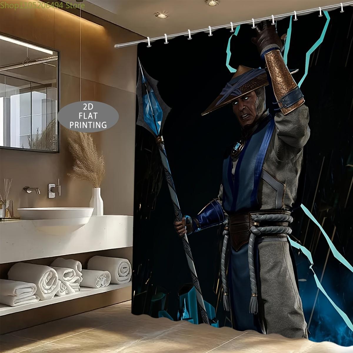 

1pc, 2D Flat, The God of Thunder And Lightning Holding a Scepter Ready to Go, Themed Shower Curtain, Can Be Used As a Christma 90x180cm