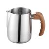 Coffee Milk Frothing Pitcher Jug 304 Stainless Steel with Scale Wooden Handle Eagle Spout Latte Coffee Kitchen Cafe Accessories