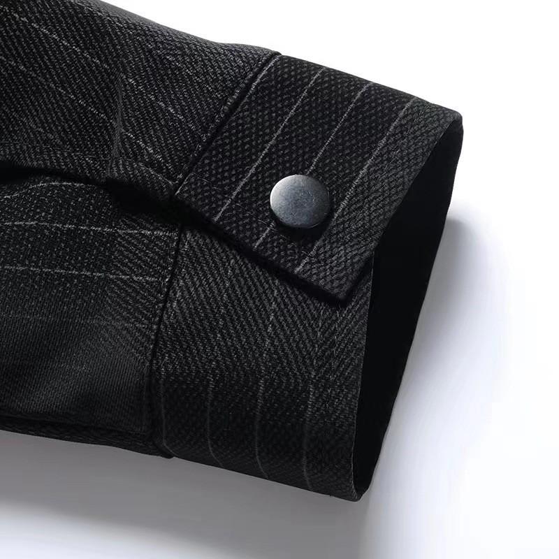 Herren Kunstleder Sterne Patches Denim Lederjacke Streetwear Streifen Schlank Oberbekleidung