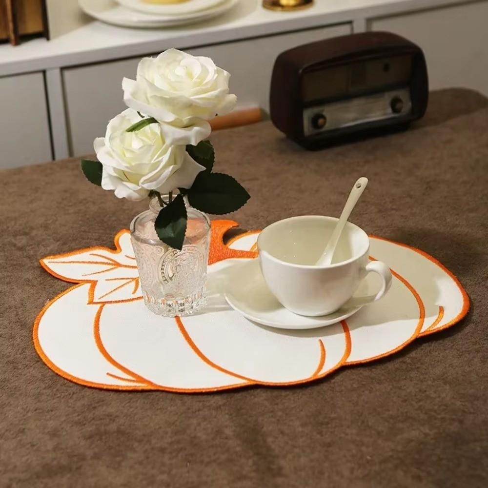 Heat Insulated Insulated Pad Embroidered Pumpkin Placemat Durable Dining Table Mat