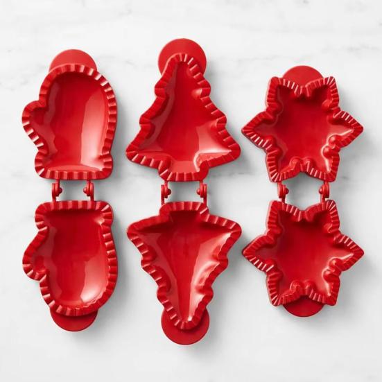 Christmas Cookie Pie Molds Plastic Cutters for Tree Snowflake Mittens Designs Mini Hand Pie Press for Holiday Baking