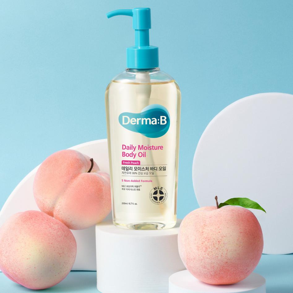 Derma:B Daily Moisture Body Oil 200ml / Fresh Peach/ Purple Fig / Nourishing, Moisturizing, Korean Cosmetics, Kbeauty