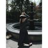 Hungerlababy/26Ss Black Elegant Floral Suspender Dress with Waist-Cinching Slimming Effect, Long Dress for Seaside Vacation