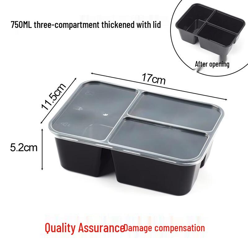 Disposable 3-Compartment Lunch Boxes with Lids
