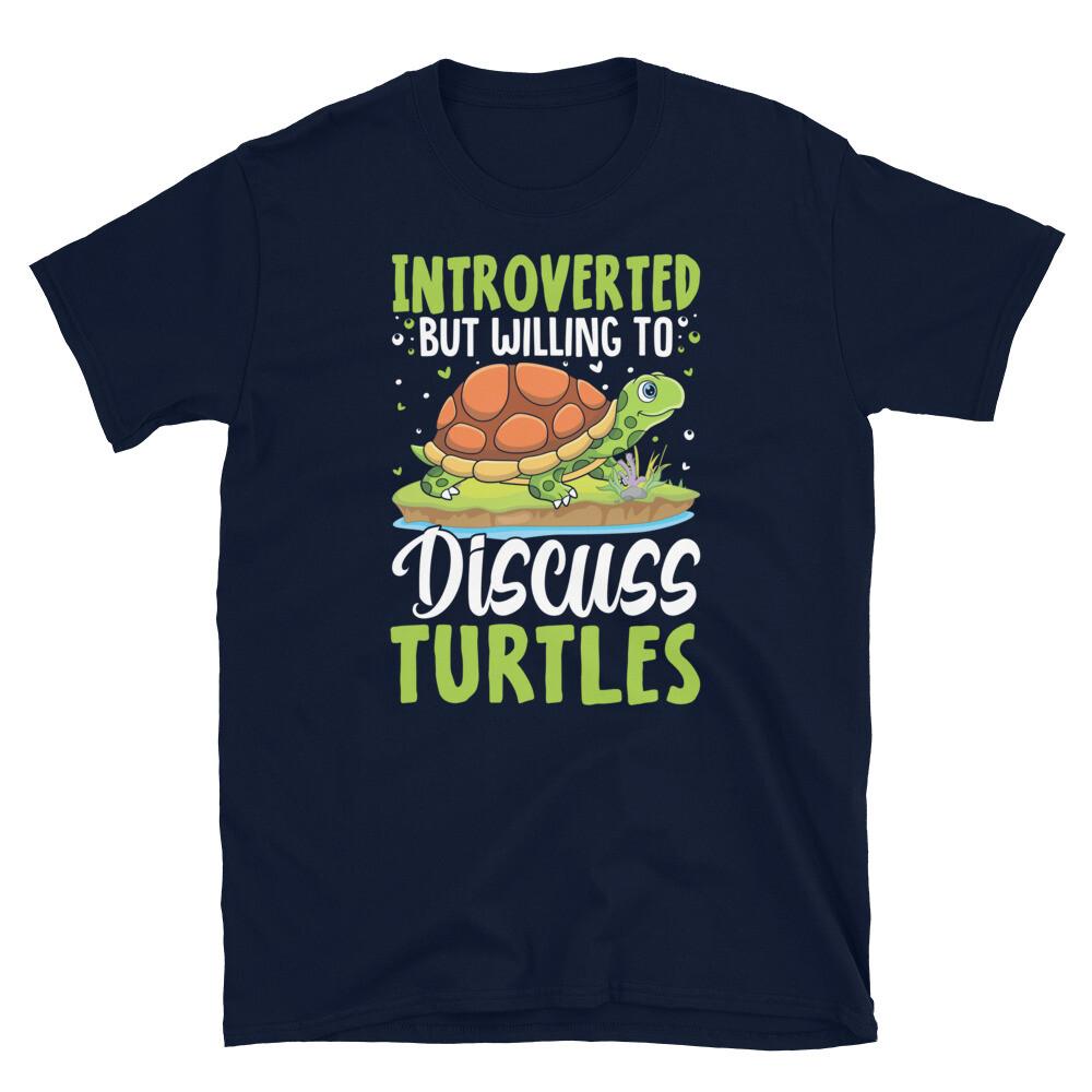Introverted but Willing to Discuss Turtles Tortoise Short-Sleeve Unisex T-Shirt S