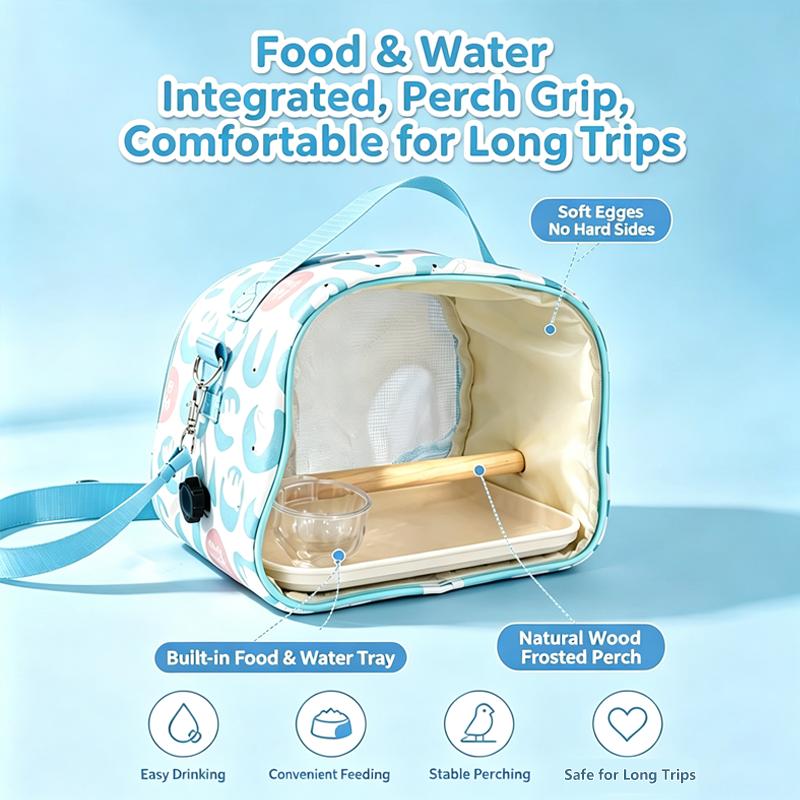 Transparent Portable Eco-Friendly Durable Small Pet Bird Carrier Bag Breathable Lightweight Outdoor Parrot Travel Cage
