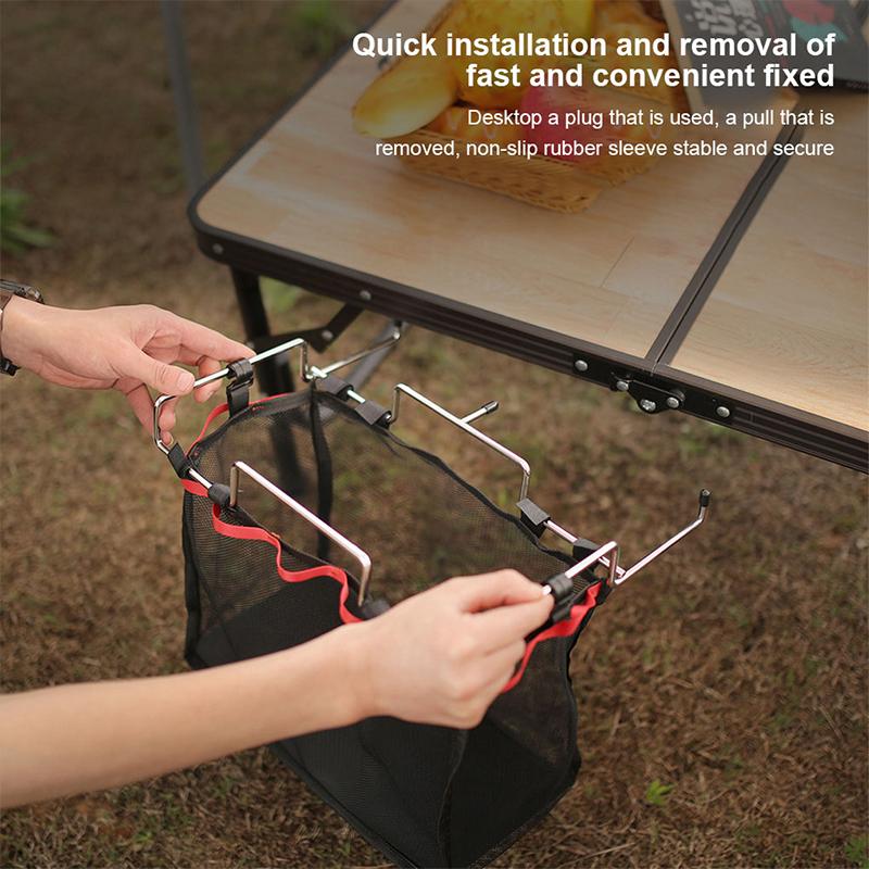 Supporto per sacco della spazzatura da campeggio all'aperto, in acciaio inox, per cucina, per la casa, per appendere gli attrezzi da esterno