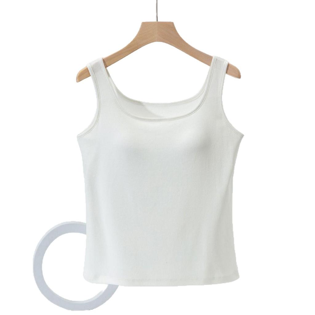 Women's Slim Fit Cotton Camisole: Versatile Spring/Summer Sleeveless Top with Chest Pads