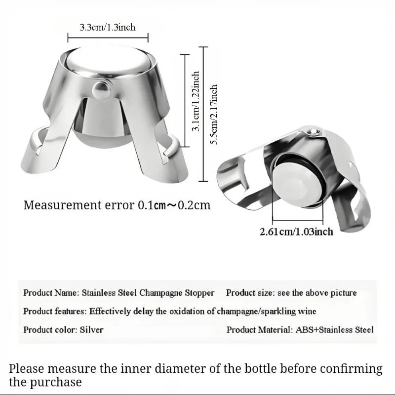 Wine Bottle Stopper Wine Beer Bottle Cork Plug Stainless Steel Champagne Sparkling Stopper Bar Tools 1PC Sealing Bottle Cap