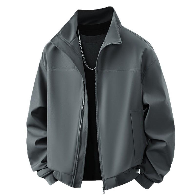 Men's Cross-Border Korean Style Stand-Collar Jacket - Trendy, Loose Fit for Spring & Autumn