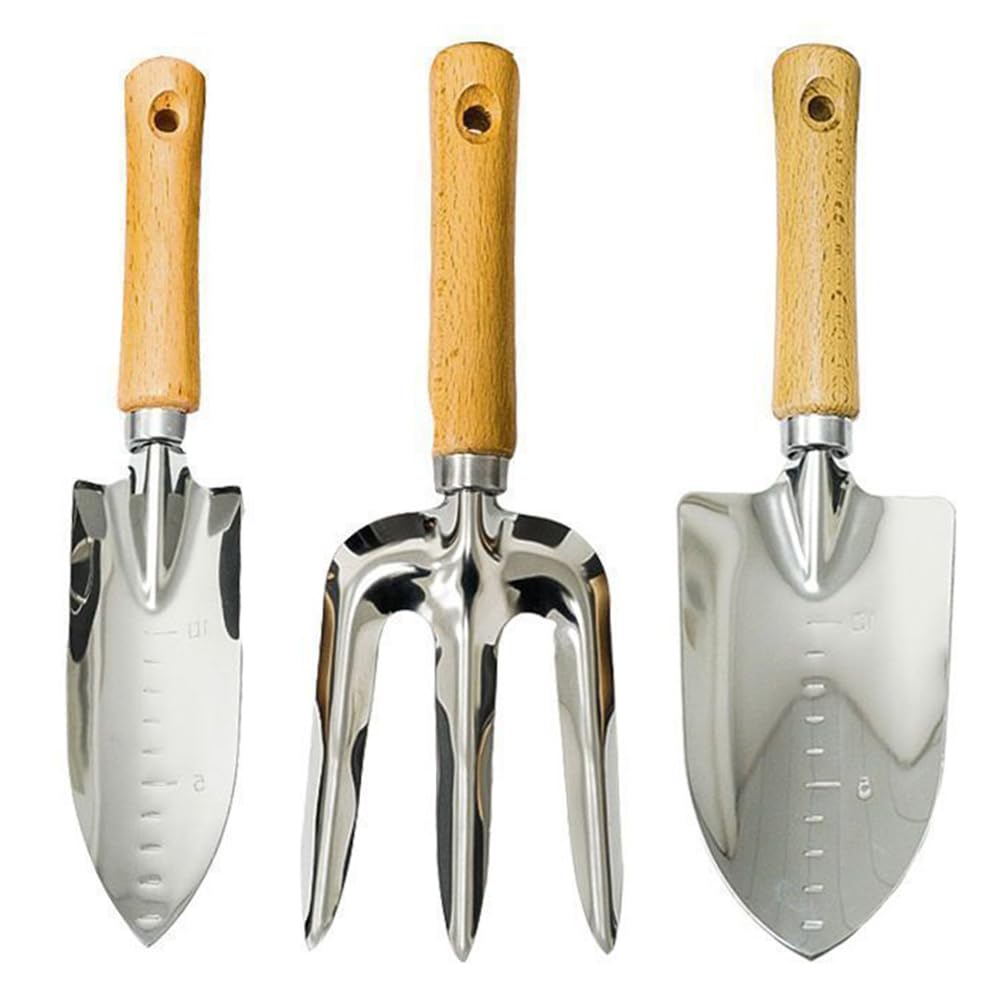 

Gardening Hand Tool Stainless Steel Garden Tool Kit with Wooden Handle Trowel and Hand Fork for and Measuring Ideal Garden Gift for Women and Men