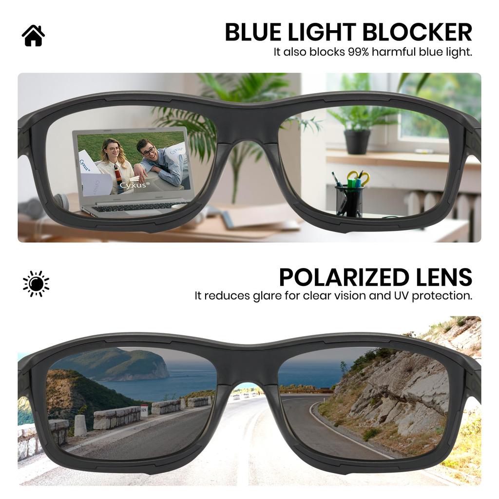 Second Photochromic Polarized Blue Light UV Ultra Great for Mountain P1176 [Cyxus] 0.1 Sunglasses, Sunglasses, Blocking, Protection, Lightweight,