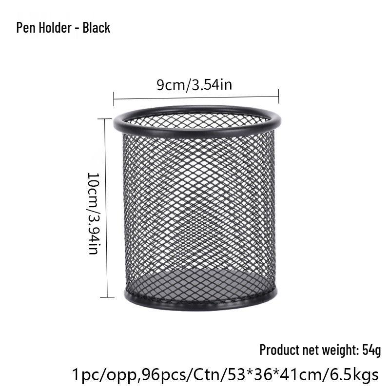 Iron Mesh Multifunctional Pen Holder - Creative Desktop Stationery Organizer for Office & Student Use