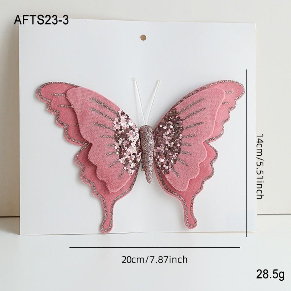 

Velvet Butterfly Christmas Flower Flocking Artificial Christmas Decorations Christmas Tree рожевий