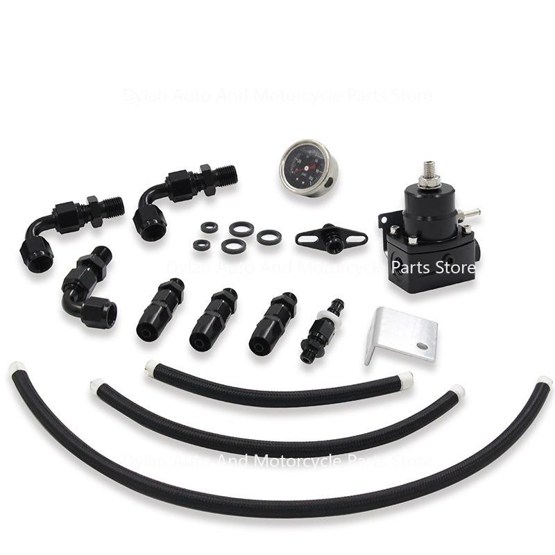 Adjustable Fuel Pressure Regulator FPR Kit Gas / Oil 0-100psi Gauge 6AN AN6 Line