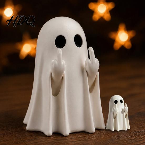 Micro Landscape Accessories Mini Ghost Flipping Middle Finger Figurines for Halloween Decorations Miniature Resin Holiday Tabletop Scenery