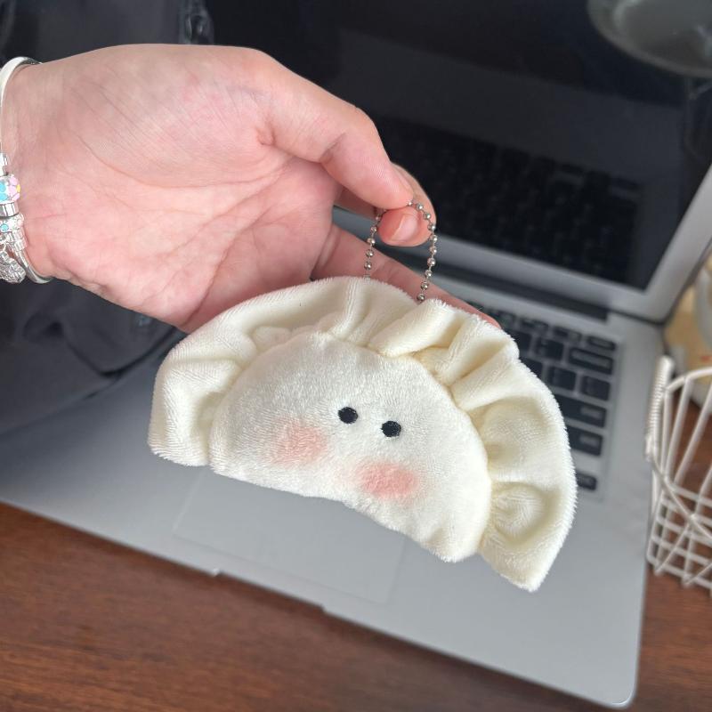 Cute Plush Dumpling Pendant Keychain Soft Stuffed Keyrings For Boy Girl For Bag Decorations Plush Toys Student Accessories