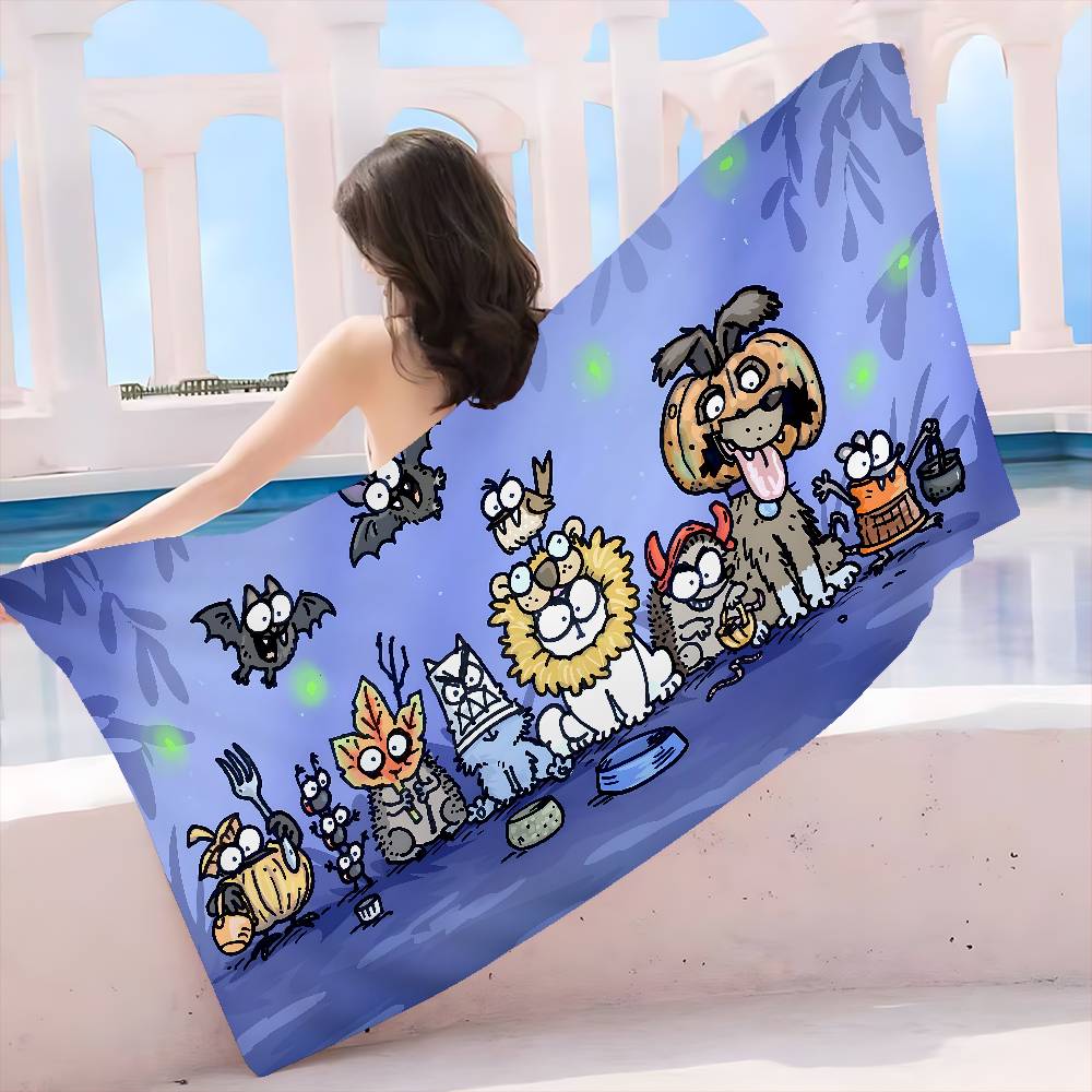 

Cute S-Simons-Cat Big Microfiber Beach Towels Quick Dry Towel Sand Beach Towels Pool Towel for Travel Swim Pool Yoga W30*H60(CM)