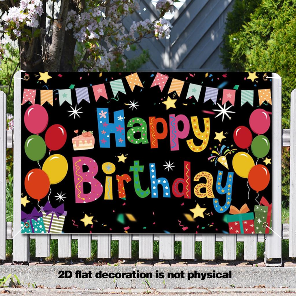 2D Plane 1 Piece Birthday Celebration Photo Backdrop Black Background Decoration for the Photo Booth Props