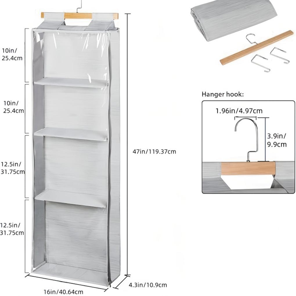 2025 New Hanging Yarn Storage with 4 Large Pockets Clear Knitting Organizer Storage with Zippers for Crochet Lovers