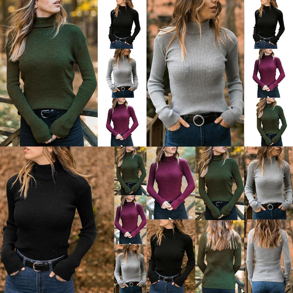 Women's Winter Turtleneck Sweater Casual Slim Fit Long Sleeve Warm Tops Blouse