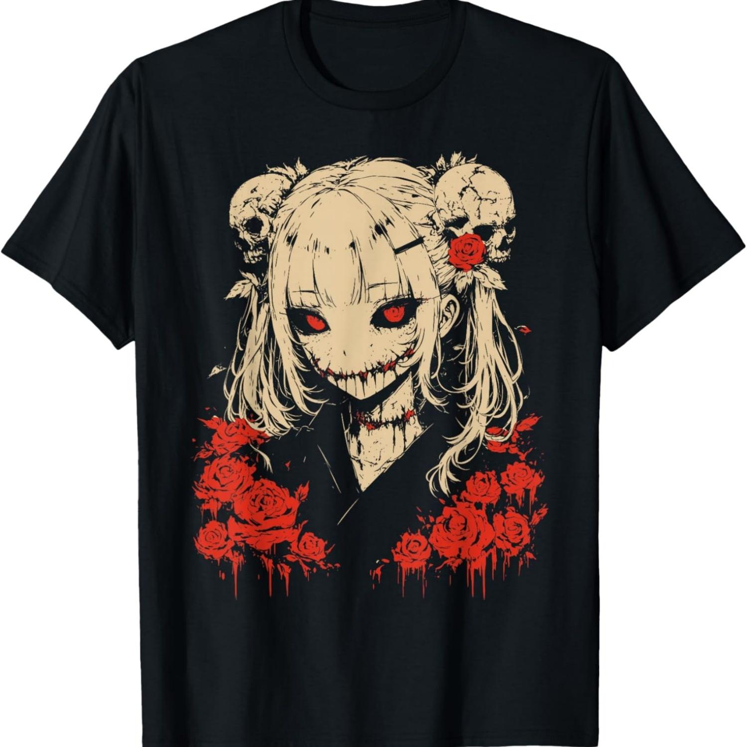 Хоррор Аниме Манга _ Япония Жуткий Кавайный Готический Футболка(31) S чёрный