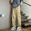 Multi-pocket Overalls Men's Summer Hong Kong Style Ins Loose Straight Trousers Trendy Elastic Waist Casual Pants