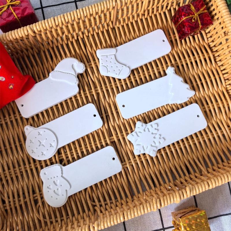 Christmas Ornament Resin Mold Pendant Mold Bookmarks Resin Mold with Hole for Epoxy Resin Casting Keychains Jewelry Mold