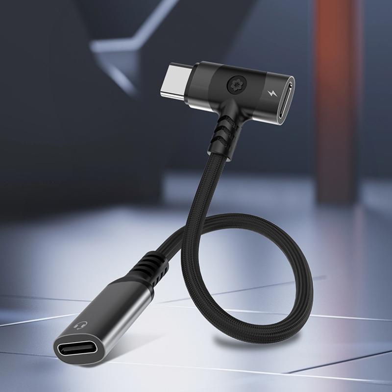 1Pcs Weave 12Cm Pd Cable Jack Universal Portable 2 In 1 Usb C Headphone Adapter 10W Dongle Type C Charging Cable