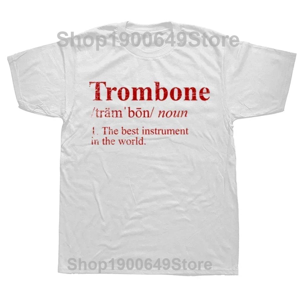 Funny Trombone USA American Flag Jazz Music Vintage T Shirt Graphic Streetwear Short Sleeve Birthday Gifts Summer Tshirt