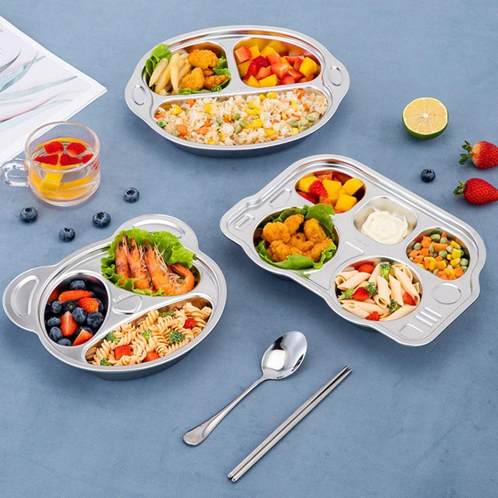 Tray Food Container Food Tray Bowl Kid Feeding Mat Baby Stainless Steel Plate Child Feeding Plate