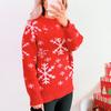 Women's Fashionable Long Sleeved Christmas Pullover Round Neck Casual Sweater Top