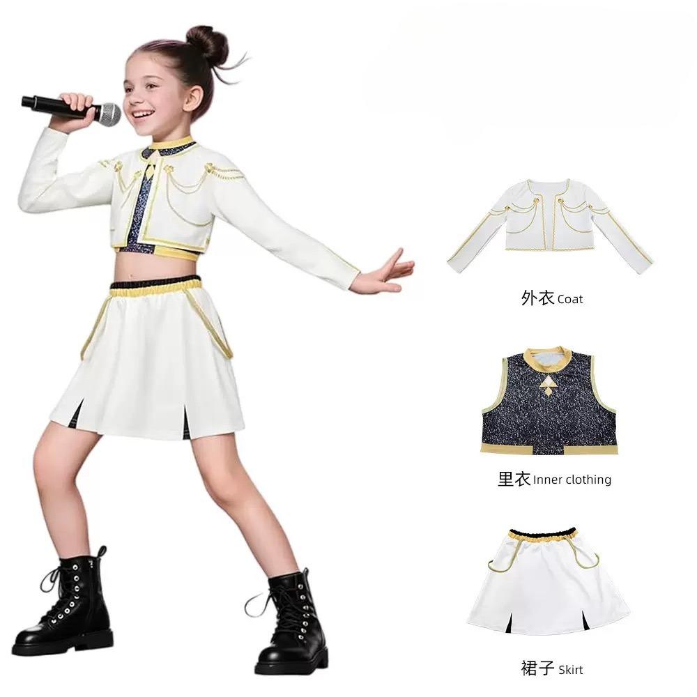 3-teiliges Kpop-Kostüm Rumi Sängerin Tanzkleid 3D-Druck Mädchen Halloween Weihnachts-Kostüme Cosplay Ausgefallene Bühnenauftritts-Outfits