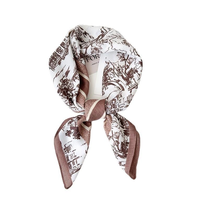 Chinese style ink silk hair feel small square scarf women's autumn and winter versatile professional wear scarf scarf high-end silk scarf women