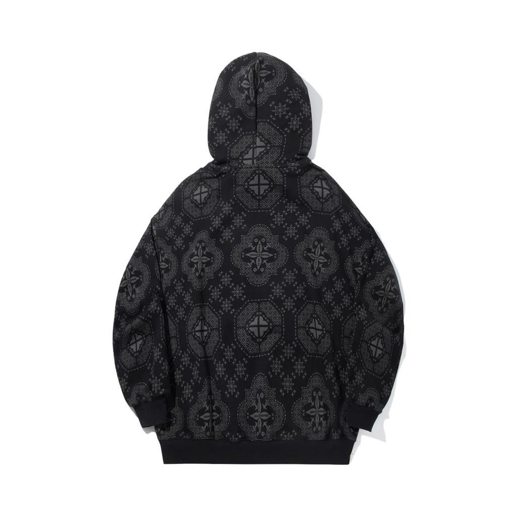 Li Ning Sweatshirts Unisex Black All Over Print Hooded Moderate AWDV829-2