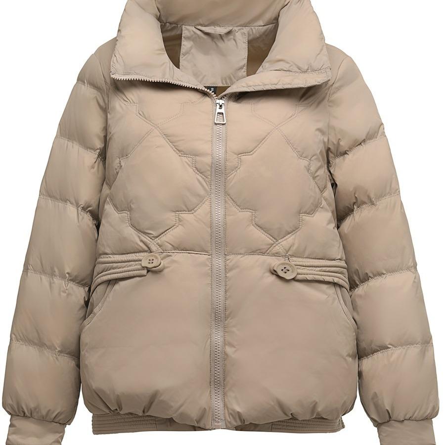 Short Light Down Jacket Women's New Fashion Stand-up Collar Temperament White Duck Down Warm Winter Clothing Thin Coat