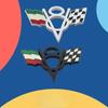 American Flag V8 V 8 Italy UK Germany US National Flag for Fender Trunk Rear Bonnet Nameplate Decal Emblem Badge Sticker