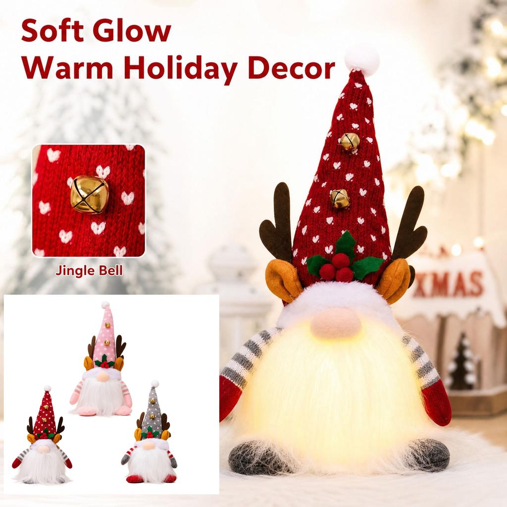 Lighted Christmas Gnome Figurine with for Holiday Home Windowsill Decor