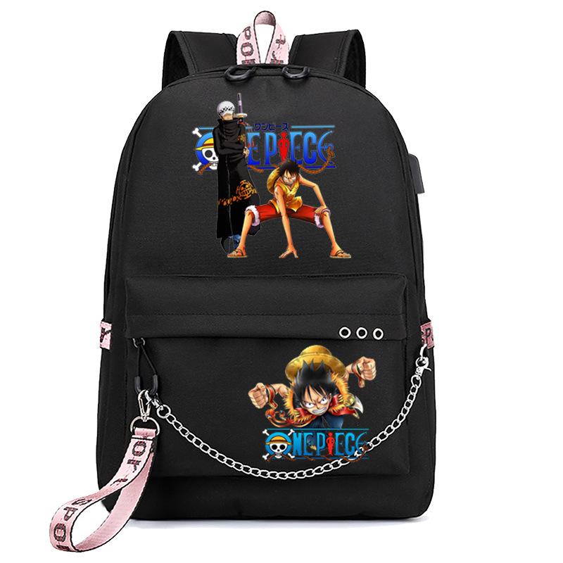 One Piece Print USB School Bag for Primary and Secondary School Students Men and Women Webbing Backpack