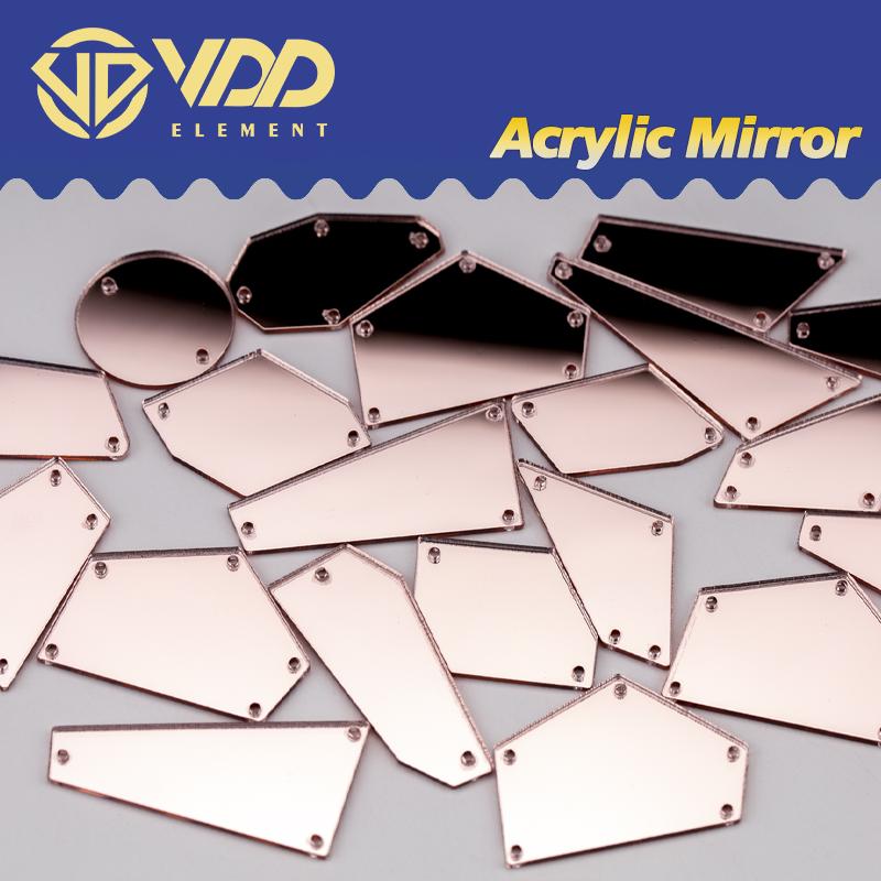 VDD 30/60/200Pcs Mix Size Acrylic Mirror Sewing Rhinestones Sew on DIY Crafts FlatBack Sewn Stones for Garment Dress Decorations