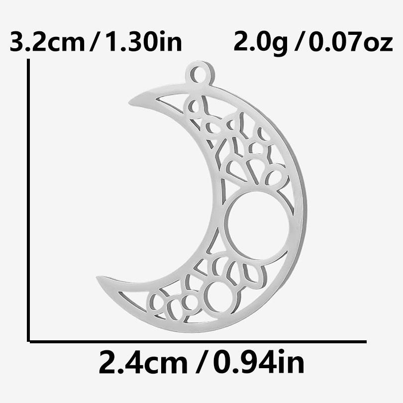 6pcs Steel Color Assorted Pendant Filligree Moon Sun Doji Charm Stainless Steel Charms For Jewelry Making Bracelets DIY Keychain