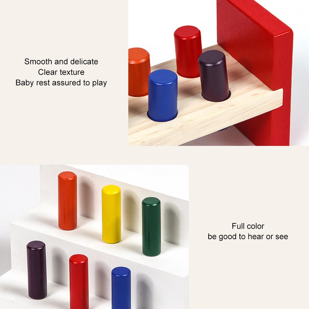 Educational Toy For 2 Years Old Colorful Wooden Knocking Stand For Toddler