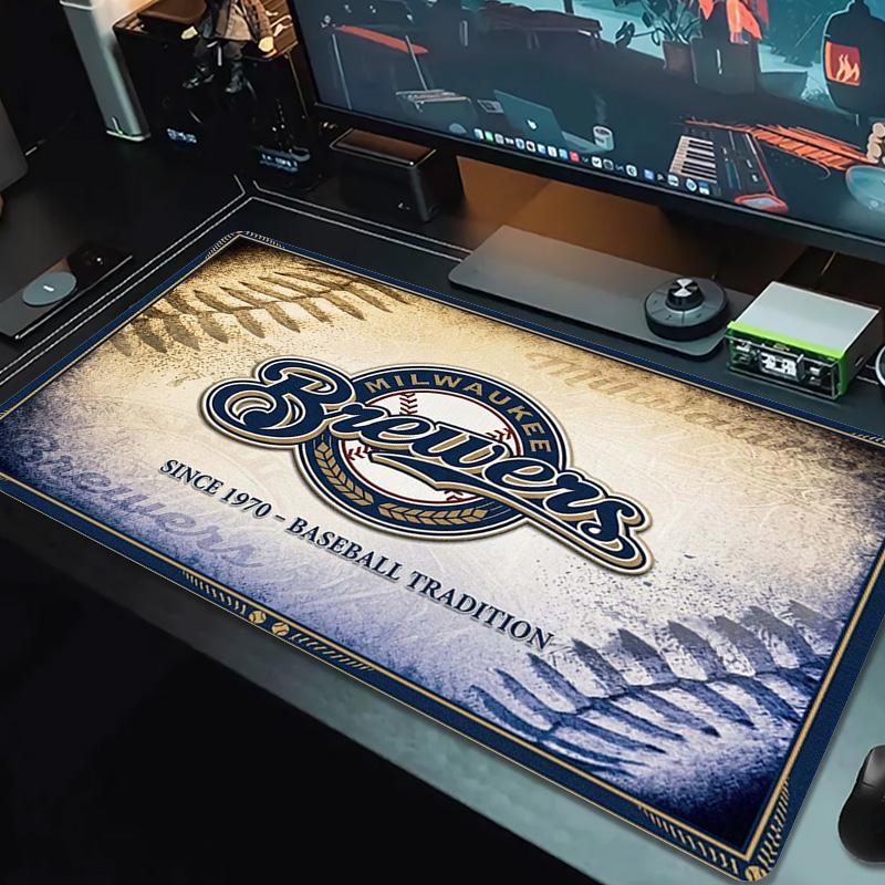 Milwaukee Brewers Farbiges Mauspads Großes Gaming-Tischkissen Rutschfestes Laptop-Tablet Großes Mauspads XXL Matte Mini-PC-Spielmatte Mit Verriegeltem Rand