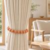 2Pcs Wood Bead Curtain Tiebacks, Curtain Holdbacks for Thin or Thick Window Draperies, Boho Farmhouse Curtain Tiebacks, Curtain Tie Backs for Home
