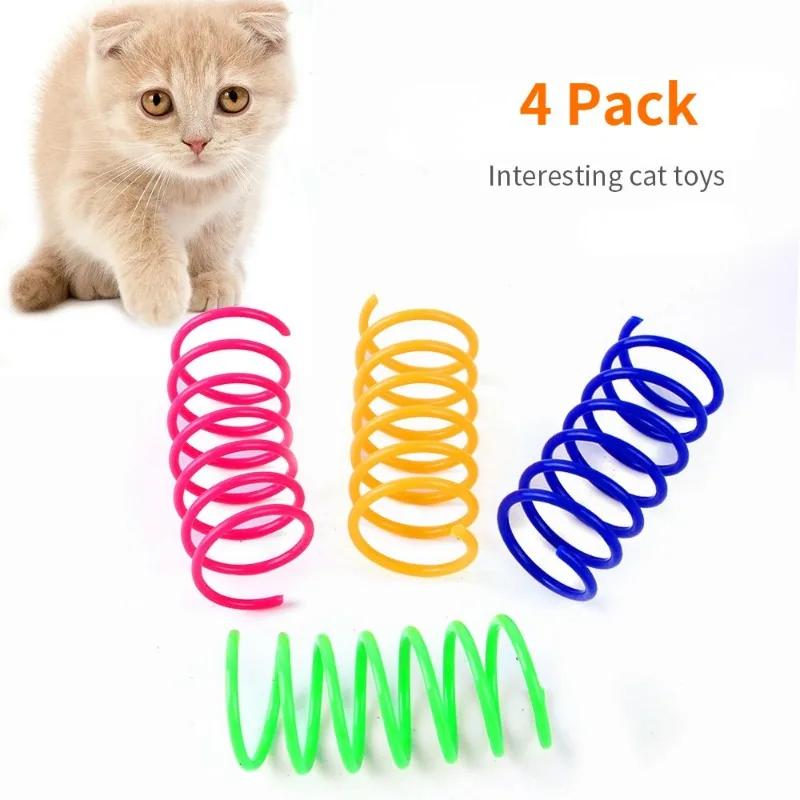 4/8/12pcs Cat Toys Interactive Wide Durable Heavy Gauge Pet Kitten Colorful Springs Cat Toy Coil Spiral Springs Dog Toys
