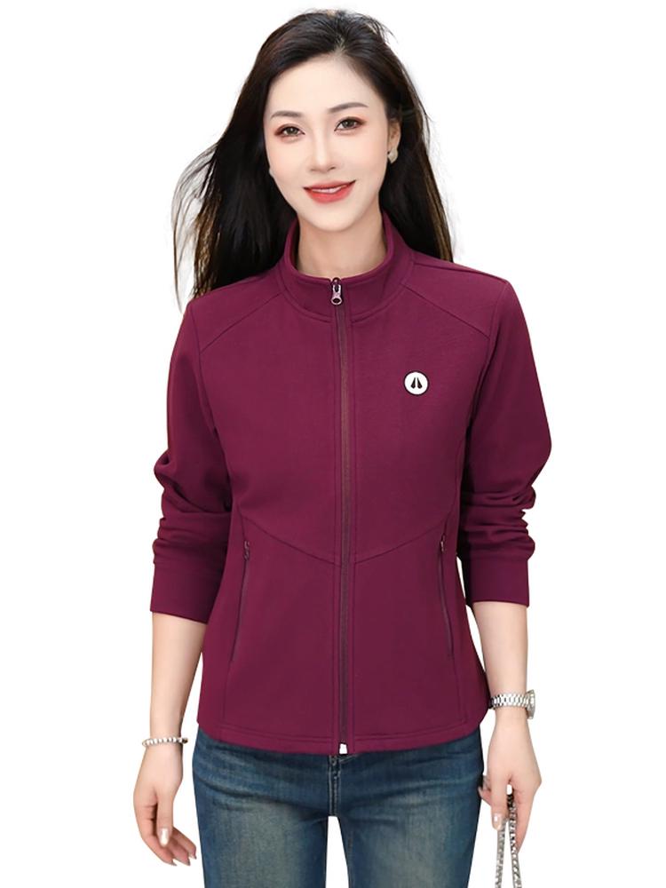2026 Women's Autumn Lightweight Stand Collar Cardigan - Chic, Fashionable, Loose Fit, Casual Sports Jacket